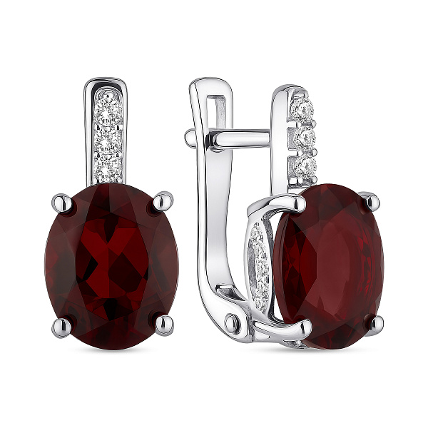 Срібні сережки з гранатом та фіанітами (арт. 7502/2035176Г) – зображення 1