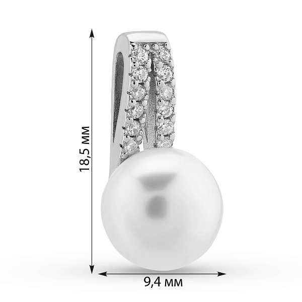 Серебряный подвес с жемчугом и дорожкой из фианитов (арт. 7503/4415жб) – изображение 2