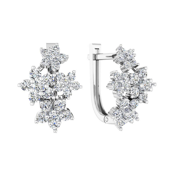 Золоті сережки Квіти з діамантами (арт. С011619100б) – зображення 1