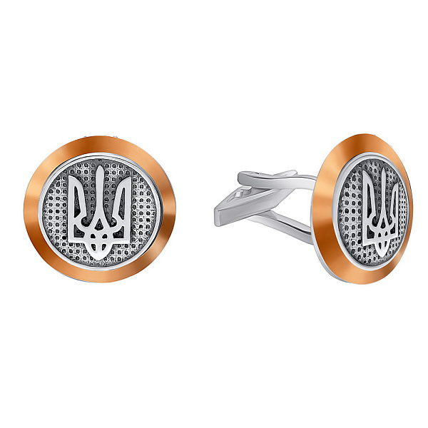 Серебряные запонки Трезубец с золотой накладкой (арт. 7215/770-з) – изображение 1