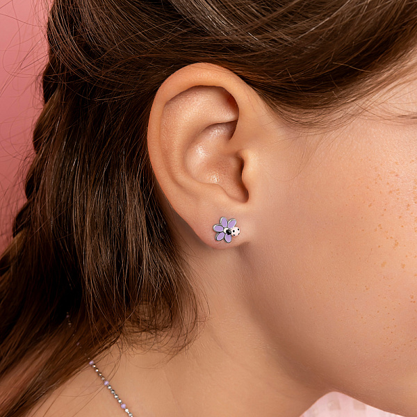 Серебряные серьги-пусеты для детей (арт. 7518/6798ефр) – изображение 2