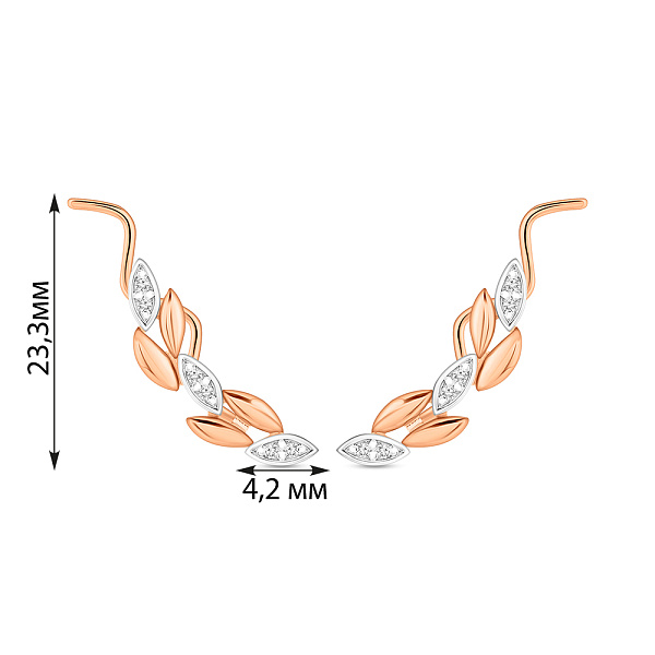 Золоті сережки клаймбери Колосок з діамантами (арт. С011787005) – зображення 3