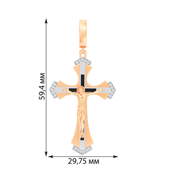 Хрестик з червоного золота з емаллю і фіанітами (арт. 501746еч) – зображення 4