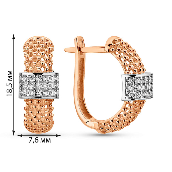 Сережки з червоного золота з родіюванням (арт. 1092013р) – зображення 2