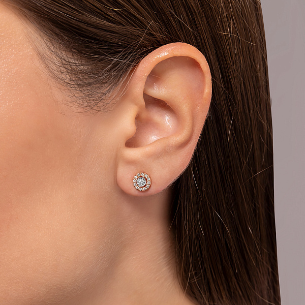 Золотые серьги пусеты с бриллиантами (арт. Т011718020) – изображение 2