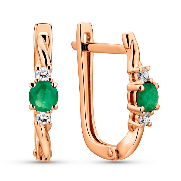 Сережки з червоного золота з смарагдом і діамантами  (арт. С011359и) – зображення 1