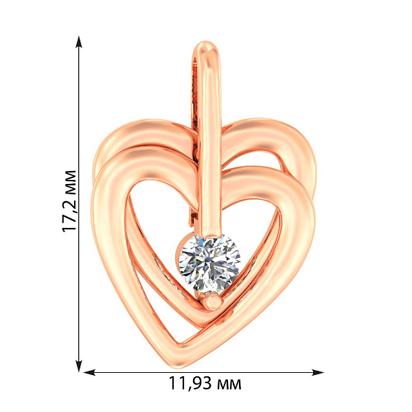 Золотий кулон Два серця з фіанітом (арт. 440353) – зображення 2