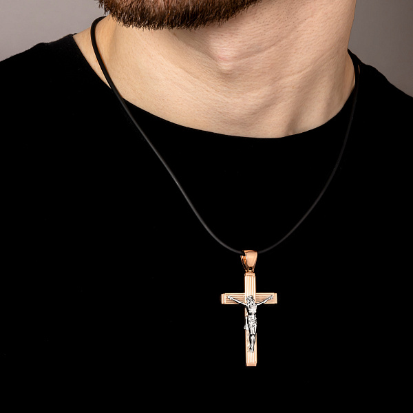 Масивний хрестик з золота з розп'яттям (арт. 500688) – зображення 2