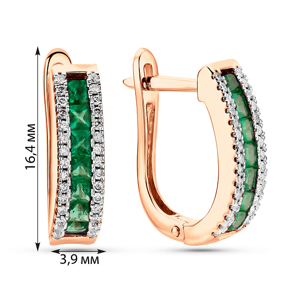 Сережки з золота зі смарагдом і діамантами (арт. 2190166201и) – зображення 2