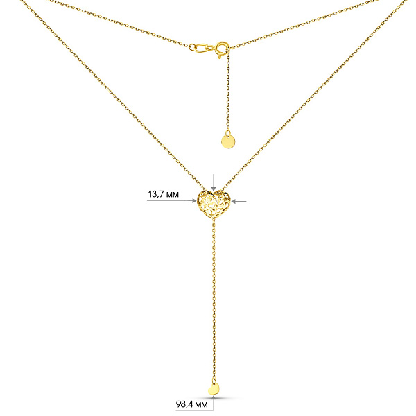 Колье-галстук Сердце  из желтого (арт. 360270ж) – изображение 3