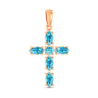 Золотой крестик с топазом  (арт. 440918Птг)