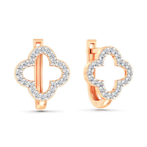 Серьги из красного золота с фианитами (арт. 111210) – изображение 1