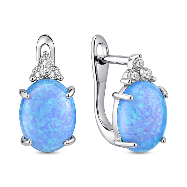 Сережки зі срібла з опалом і фіанітами (арт. 7502/10207Пос) – зображення 1