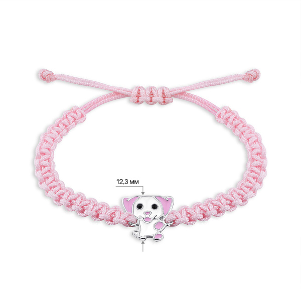 Браслет на нити с серебряной вставкой Песик (арт. 7309/А130/1ребрбрю) – изображение 5