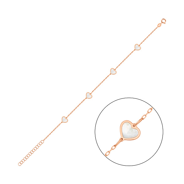 Золотий браслет Серця з перламутром (арт. 326997п) – зображення 1