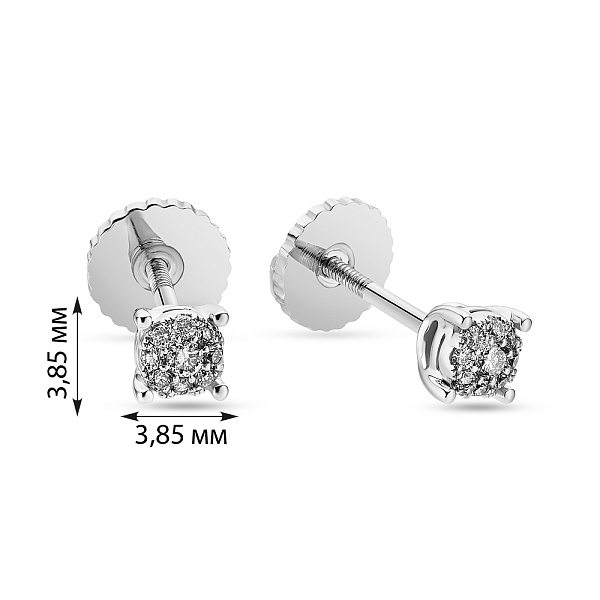 Пусети з білого золота з діамантами (арт. С341198010б) – зображення 2