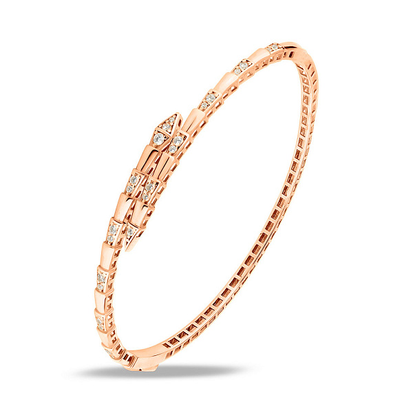 Жесткий браслет из красного золота с фианитами (арт. 340141) – изображение 1