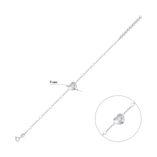 Срібний браслет з перлами (арт. 7509/5165мжб) – зображення 2