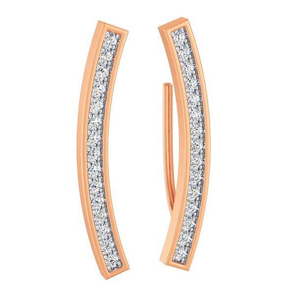 Золотые серьги-клаймберы с фианитами (арт. 110447) – изображение 1