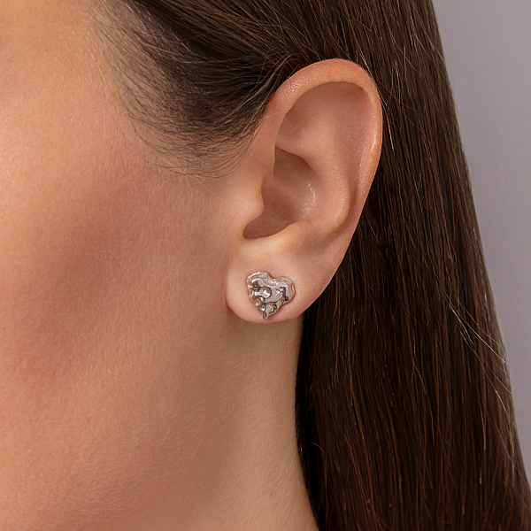 Серебряные пусеты Сердечки (арт. 7518/2186823) – изображение 2