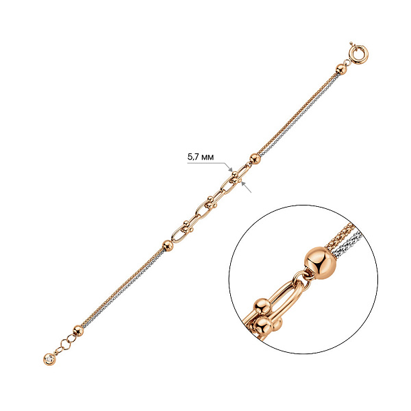 Браслет из красного и белого золота (арт. 326366кб) – изображение 2