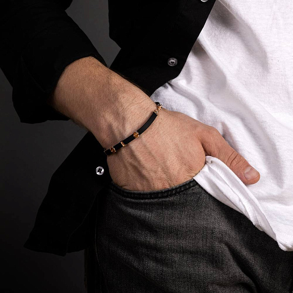 Каучуковий браслет зі вставками з червоного золота (арт. 326287) – зображення 2