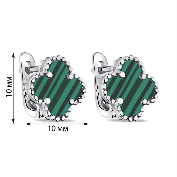 Серебряные серьги с малахитом (арт. 7502/3153/10млх) – изображение 2