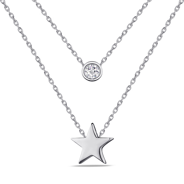 Серебряное колье "Звезда" с фианитом (арт. 7507/1275) – изображение 1