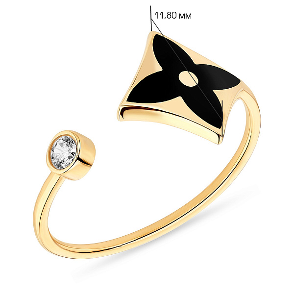 Золота каблучка з емаллю (арт. 154216жеч) – зображення 2