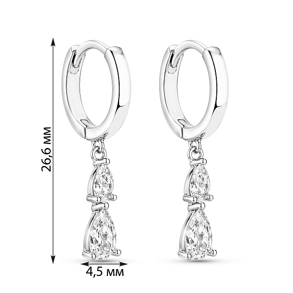 Серебряные серьги подвески с фианитами (арт. 7502/10240/10) – изображение 2