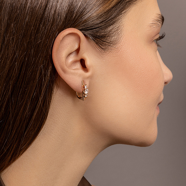 Золотые серьги с фианитами (арт. 117400) – изображение 3