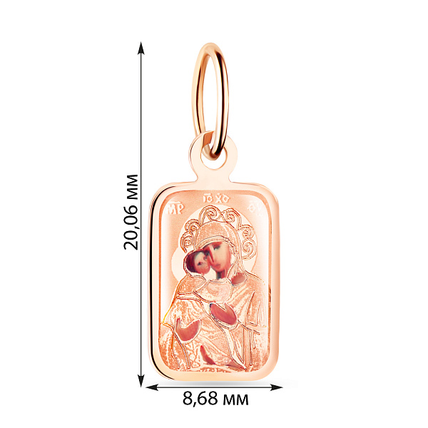 Золотая ладанка «Матерь Божия Владимирская» (арт. 422245В) – изображение 2