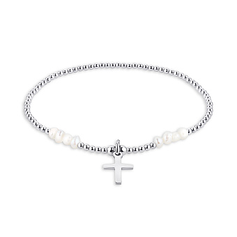 Серебряный браслет с жемчугом (арт. 7509/3941жб)