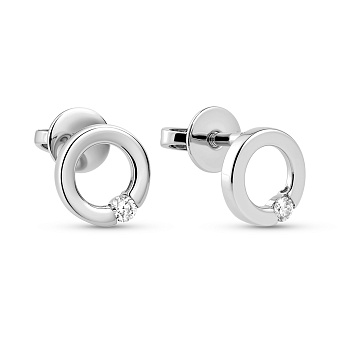 Фото Сережки-пусети з білого золота з діамантами (арт. Т011144005б)