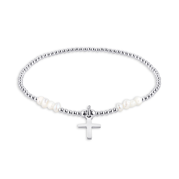 Срібний браслет з перлинами (арт. 7509/3941жб) – зображення 1