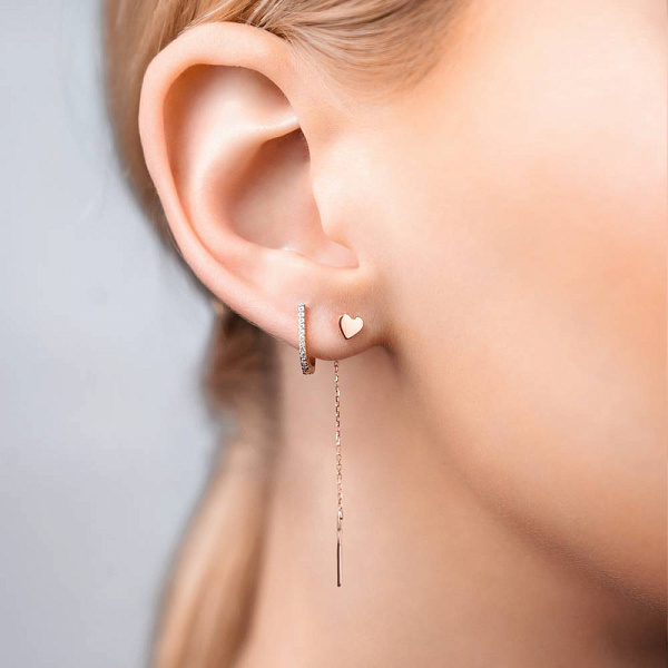 Сережки з червоного золота з фіанітами (арт. 110850) – зображення 2