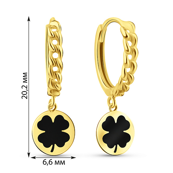 Серьги из желтого золота Клевер (арт. 109962/15жеч) – изображение 4