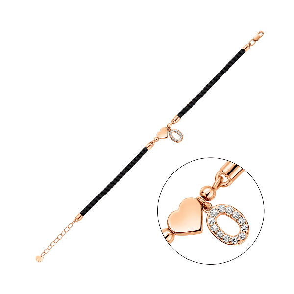 Браслет на нитці з золотими вставками (арт. 340134ч) – зображення 1