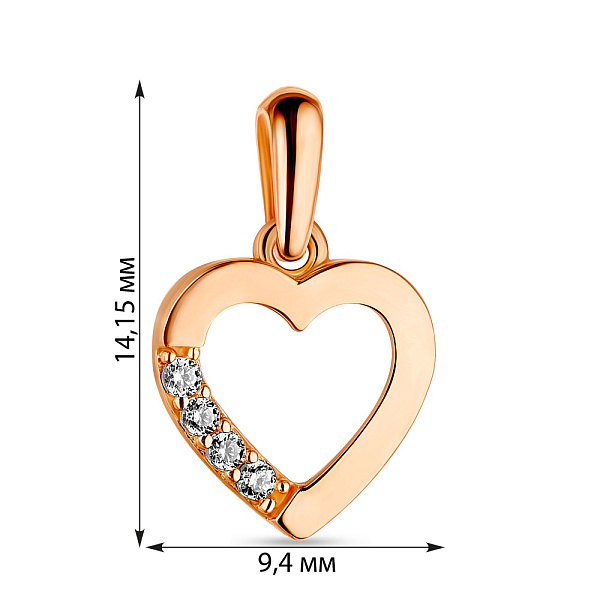 Подвес золотой Сердце с фианитами (арт. 424235) – изображение 2