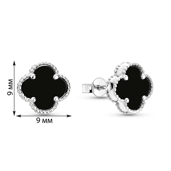 Золоті сережки Конюшина з оніксом (арт. 104811/9бо) – зображення 2