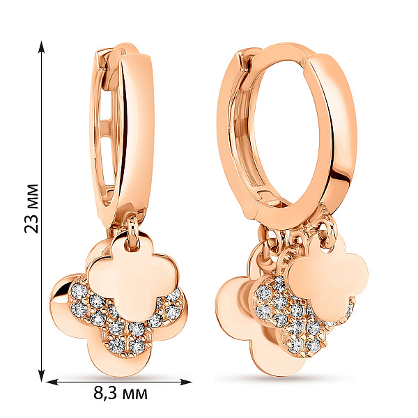 Сережки-підвіски з золота з фіанітами (арт. 108363/15) – зображення 4