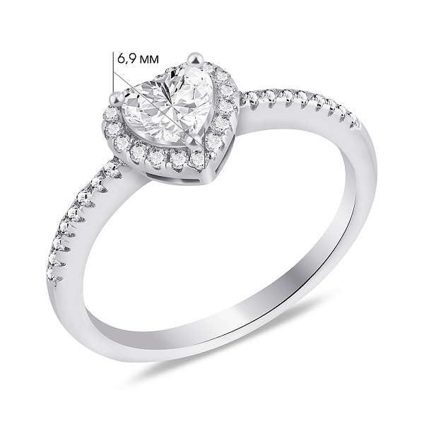 Серебряное кольцо Сердце с фианитами (арт. 7501/7055) – изображение 2