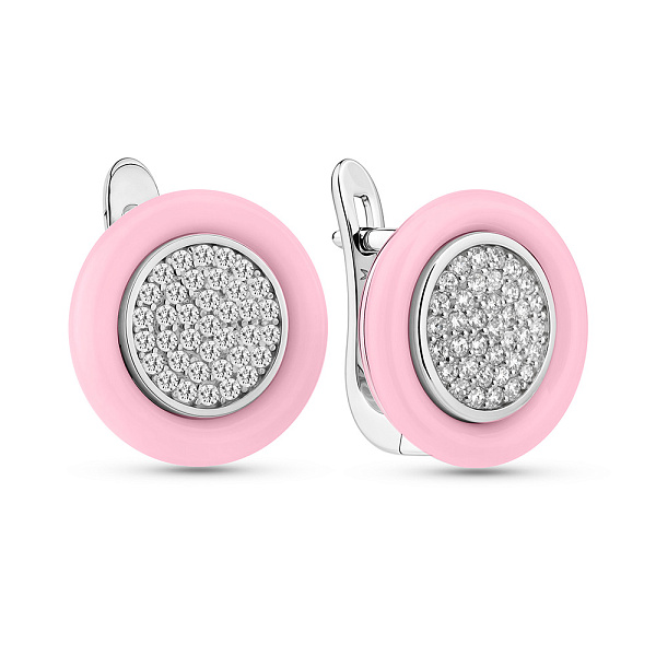 Серебряные серьги с керамикой и фианитами (арт. 7502/1429747кмр) – изображение 1