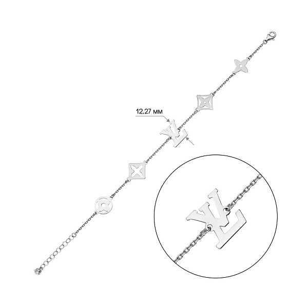 Золотой браслет в белом цвете металла (арт. 324989б) – изображение 2