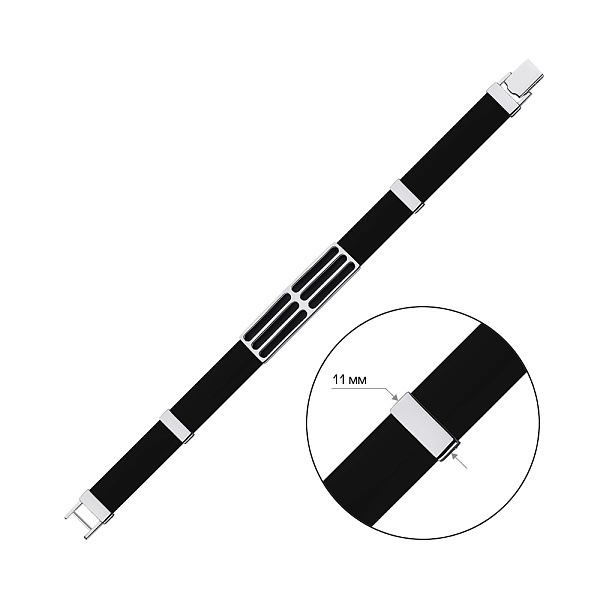 Каучуковый браслет с серебряными вставками (арт. 7609/46072р) – изображение 4