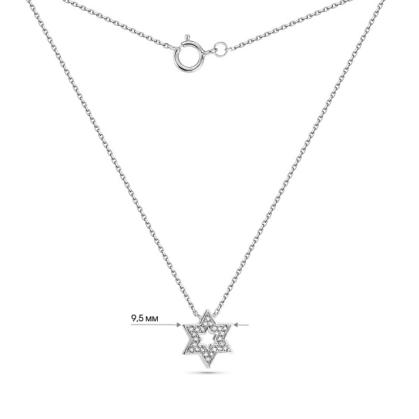 Колье Звезда Давида из белого золота с бриллиантами (арт. Ц341294010б) – изображение 3