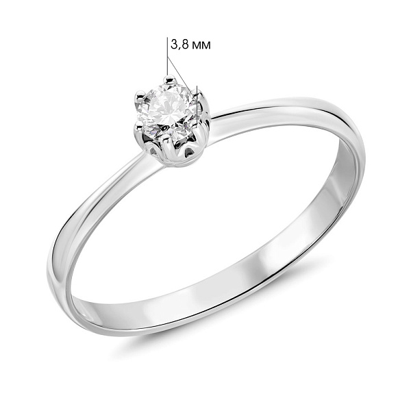Кольцо из белого золота с одним бриллиантом (арт. 1107141202) – изображение 5