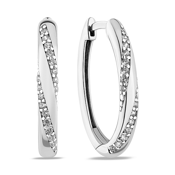 Золотые серьги кольца с фианитами (арт. 110331б) – изображение 1