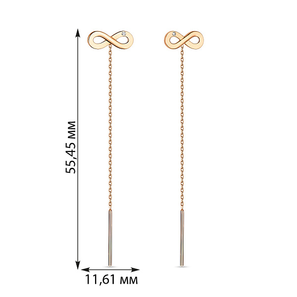 Золоті сережки-протяжки «Нескінченність» (арт. 110829) – зображення 2