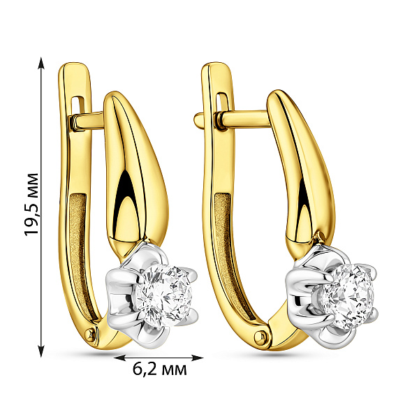 Сережки из желтого золота с фианитами (арт. 112400ж) – изображение 4